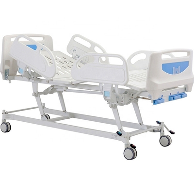 Good Quality Medical Equipment ABS Plastic Blue Headboard Three Cranks Manual Hospital Bed